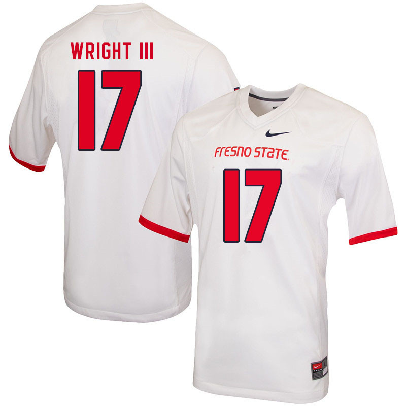 Men #17 Rodney Wright III Fresno State Bulldogs College Football Jerseys Sale-White